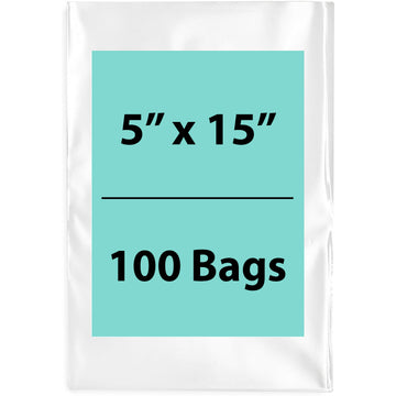 5X15 inches Clear Flat Poly Bags 1.5Mil Open Top (LDPE)